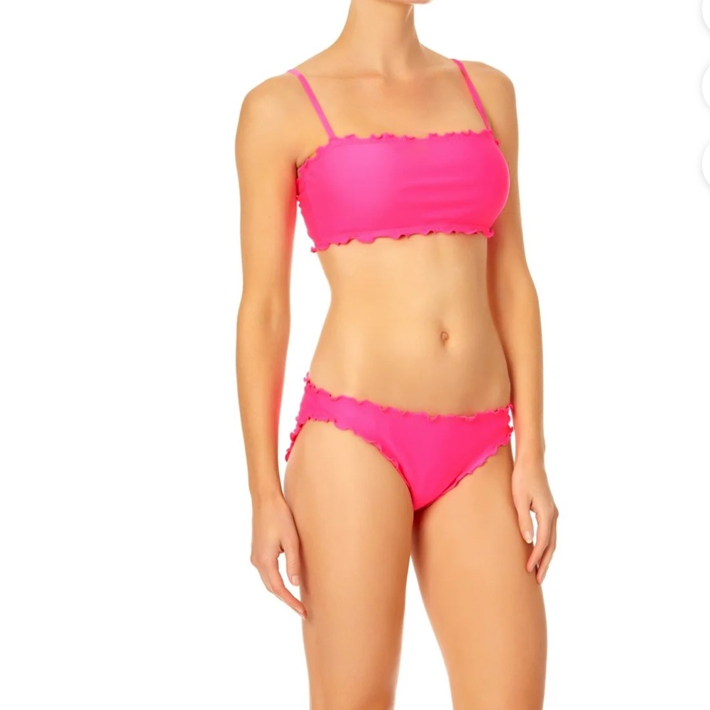 Juniors hot pink bikini by No boundaries lettuce edge 2 pieces size S 3-5 NWT
